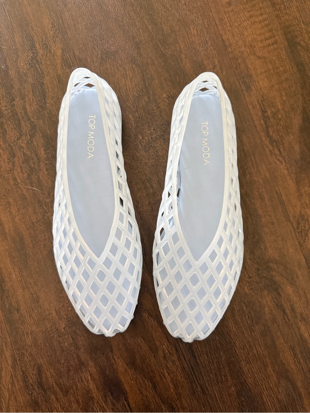 Top Moda baby blue Lattice Slip-On Flats